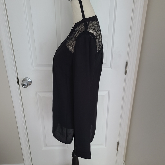 NWOT Long Tall Sally Tall Black Lace Women's Button Down Blouse - Picture 4 of 8